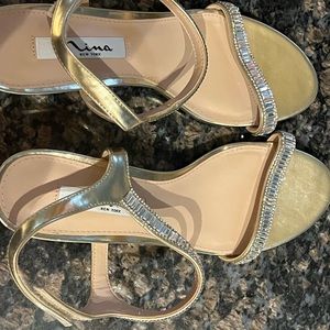 Gold strappy sandals